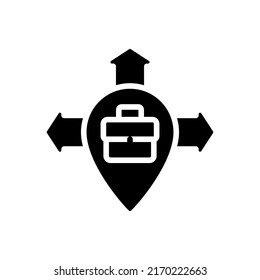 Business Expansion Black Glyph Icon. Company Growth Strategy. Expanding To New Locations. Entering New Market. Silhouette Symbol On White Space. Solid Pictogram. Vector Isolated Illustration