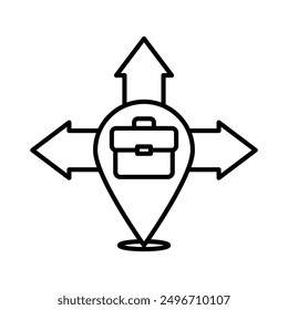 Symbol für Geschäftsausweitung, lineares Logo-Zeichen in Schwarz-Weiß