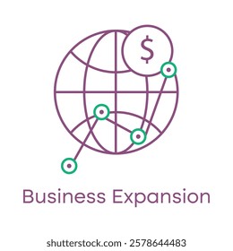 Business Expansion Icon – Map with Multiple Pins, Representing New Market Opportunities