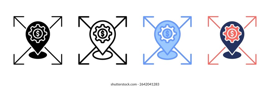 Business Expansion icon sheet multiple style collection