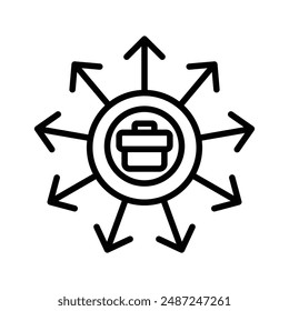 Business expansion linear logo mark in black and white