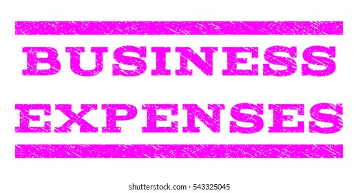 Business Expenses watermark stamp. Text tag between horizontal parallel lines with grunge design style. Rubber seal stamp with unclean texture. Vector magenta color ink imprint on a white background.