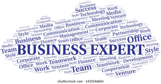 Business Expert word cloud. Collage made with text only.