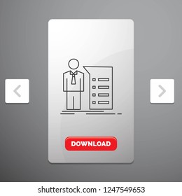 Business, explanation, graph, meeting, presentation Line Icon in Carousal Pagination Slider Design & Red Download Button