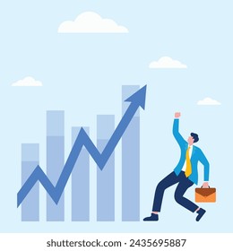 Business exponential growth in company revenues and investments earnings graph