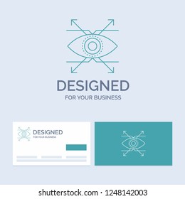 Business, eye, look, vision Business Logo Line Icon Symbol for your business. Turquoise Business Cards with Brand logo template
