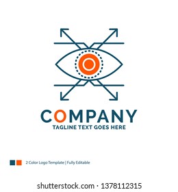 Business, eye, look, vision Logo Design. Blue and Orange Brand Name Design. Place for Tagline. Business Logo template.