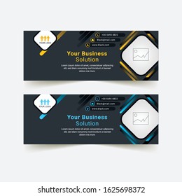 Business Facebook Cover Web Banner Social Media Orange & Blue Design Template Vector