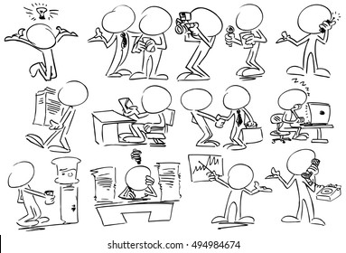 Business faceless characters in action