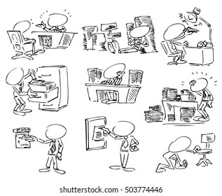 Business Faceless characters working overtime