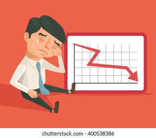 Business Fail. Graph Down Vector Flat Illustration