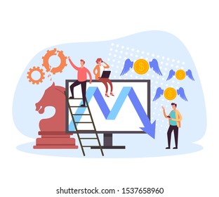 Business fail money fly away concept. Vector flat cartoon graphic design illustration