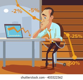 Business fail. Vector flat cartoon illustration