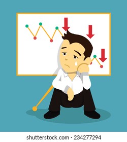 Business fail. Vector flat illustration