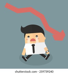 Business failure. businessman sad. flat design vector.