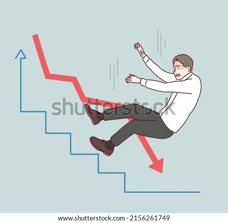 Business failure concept vector illustration. scared businessman falling down and screaming.Hand drawn style vector design illustrations.