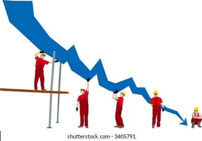 Business failure and depression graph representing bankrupt (vector)