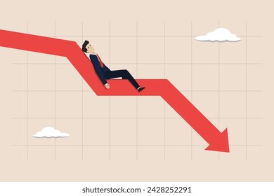 Business failure, failed entrepreneur, work mistake or failed business concept, businessman giving up on a descending graph.