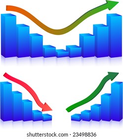 Business Failure and growth graph and arrows