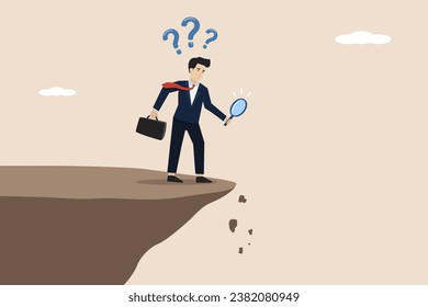 Business failure, looking for the causes of business failure, the concept of failed entrepreneurs, entrepreneurs analyzing the causes of business failure. Illustration of a successful businessman.
