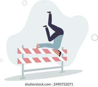 Business failure, mistake or cannot overcome difficulty or obstacle, problem or underperform employee concept.flat design.illustration with people.