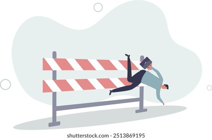 Falha de negócios, erro ou não pode superar a dificuldade ou obstáculo, problema ou subdesempenho conceito funcionário.design plano com pessoas.