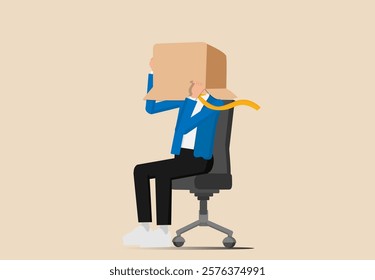 Business failure, shame not being able to face people or society, work mistakes or bad luck and misfortune, the concept of a bankrupt or failed entrepreneur, a depressed entrepreneur sitting covering