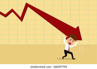 Business failure.Down trend graph and  try to rebound , Vector Illustration