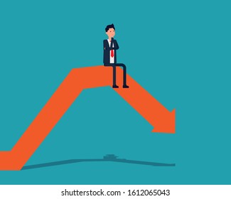 Business falling. Depressed finance and economy. Vector illustration in cartoon style