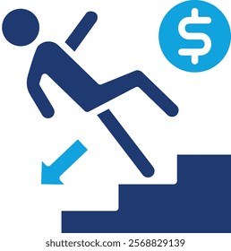 Business Falling Icon Vector Illustration