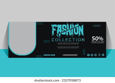 Business fashion Facebook cover design black background design color blue