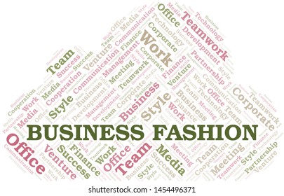 Business Fashion word cloud. Collage made with text only.