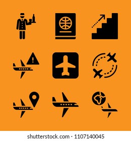 business, fast, turbine and stewardess icon set. Vector illustration for web and design.