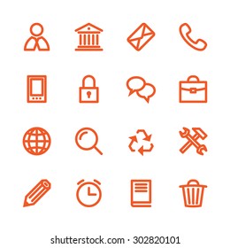 Business Fat Line Icon set for web and mobile. Modern minimalistic flat design elements of customer service, client support, success business management, work tools, banking services, office equipment