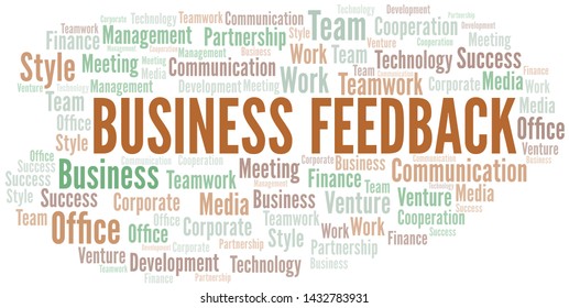 Business Feedback word cloud. Collage made with text only.