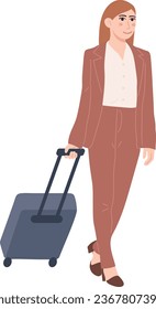 Business Female Traveler with Suitcase Tourist Travel Character Illustration Graphic Cartoon Art