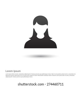 Business female user Icon, pictogram icon on gray background.