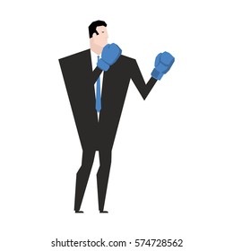 Business fight. Businessman with boxing gloves. Office fighting
