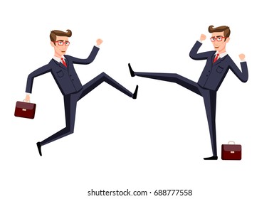 Business fight club. karate, businesspeople and violence, battler strength. Vector illustration art