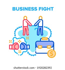 Konzept des Business Fight Vector Icon. Wirtschaftskampf und Konflikt zwischen Kollegen, Geschäftsleuten, die kämpfen und Boxen. Illustration zum Sport- und Finanzwettbewerb und zur Turnierfarbe der Arbeitnehmer