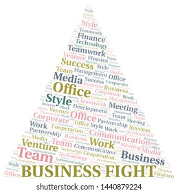 Business Fight word cloud. Collage made with text only.