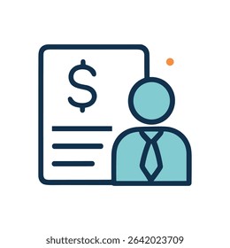 Business figure presents financial statement document. Icon symbol illustration