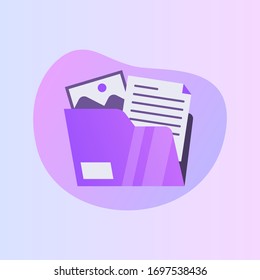 business file document folder icon with modern color full and fluid shape wave