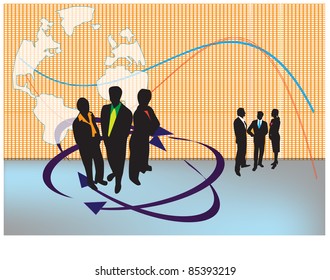 Business files with people