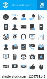 Business Filled Blue & Black Icons