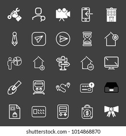 Business filled and outline vector icon set on black background