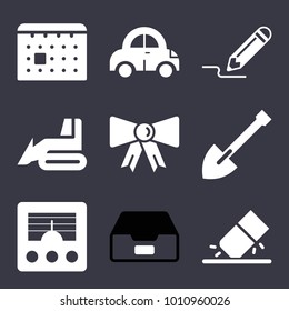 Business filled vector icon set on dark blue background