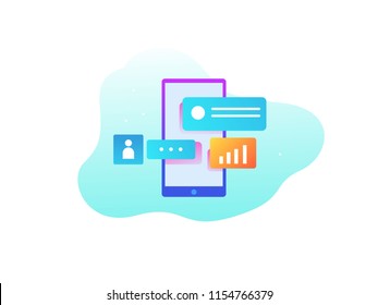 Business finanace mobile application vector icon illustration