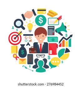 Business and finance abstract flat style vector illustration