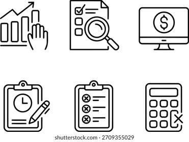 Iconos de finanzas y análisis de negocios Vector